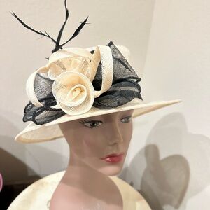 Elegant Cream and Black Fascinator
